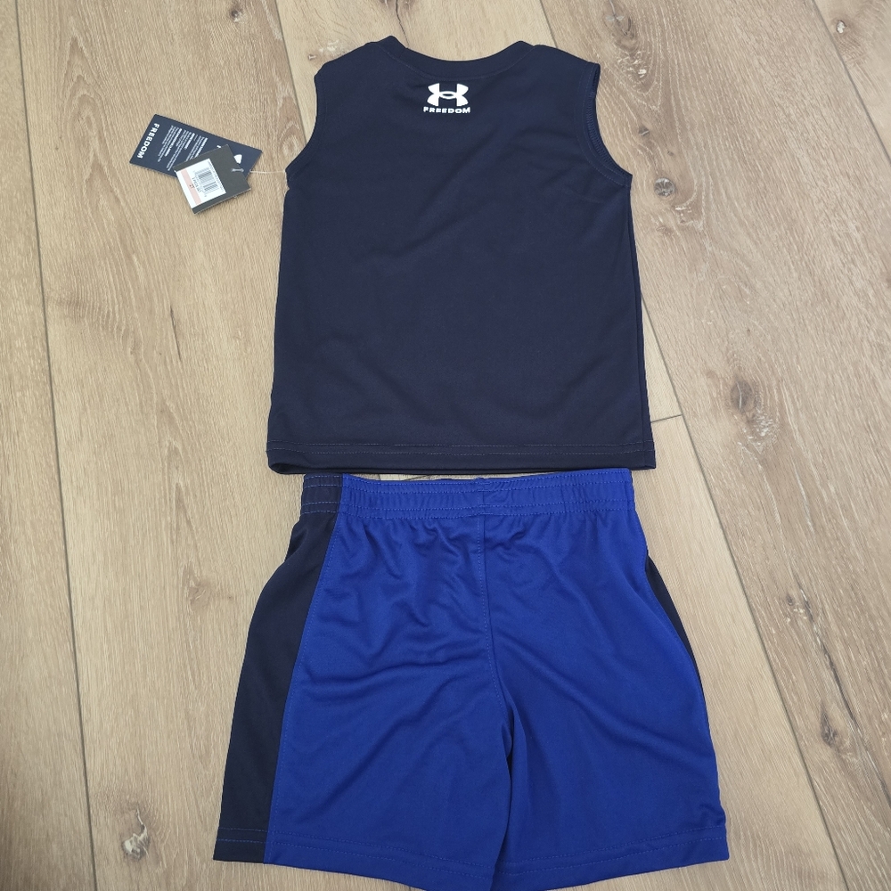 Under Armour Toddler Boys Freedom Flag Tank Top and Shorts Set  Midnight… - Picture 7 of 9